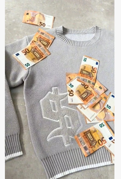 Signature Dollar Embroidered Premium Knit Sweater